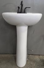 Pedestal Sink with Faucet and Hardware