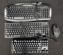 Lot of 3 Keyboards Gaming and Mouse Redragon, Logitech, Gateway