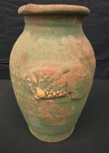 Antique Terra Cotta Pottery Vase Koi Fish
