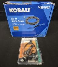 Kobalt 25 Ft Drain Auger and Cobra 4 Piece Cutter Set