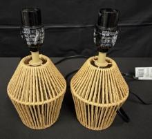Lot of 2 Small Lamps Tabletop Reading Rope Style Mini Lamp