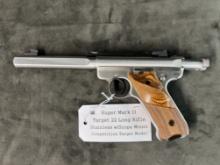RUGER MARK II TARGET 22 LONG RIFLE, STAINLESS, SCOPE MOUNT COMPETETION MODEL