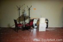 Lot of One Table, Two Chairs, Coat Rack, Lamp, Lamp Shades, Six Artwork and Mirror