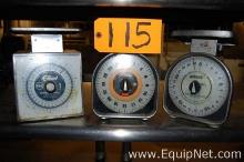 Lot of Three Kitchen Food Weight Scales, Two Pelouze and One Edlund