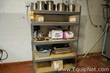 Five Section Metal Shelf with Contents