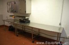 Lot of Two Steel Table with Two Steel Cabinets and Shelf