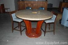 Round Granite Top Wooden Base Table