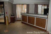 Lot of Front Entrance Desk Elements, Desk, Bookshelf, Chairs, Table and Flower Pots