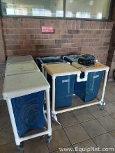 Lot of Three Pool Towel Carts with Two Hampers and One Three Hamper