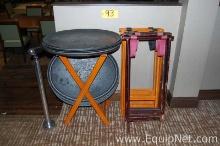 Lot of Serving Trays and Five Stands