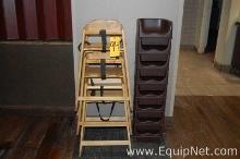 Lot of Three Restaurant High Chairs and Eight Booster Seats