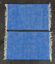 Two Blue Recycled Cotton Rugs with Fringe