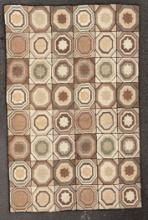 72" x 48" Rectangular Black/Tan/Brown Hook Rug with Burlap Edging