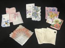 12 Assorted Silk and Linen Hankies