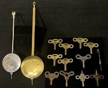 Clock Accessories - Pendulums, Clock Winding Keys of Various Sizes, Clock Pendulum Hook