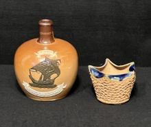 Royal Doulton Special Highland Whiskey Jug and Royal Doulton Lambeth Stoneware Scalloped Bowl Vase