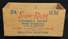 Super-Right Corned Beef, Product of Argentina Wooden Crate