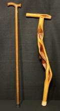 West Germany Walking Stick and Handcrafted Twisted Hardwood Walking Stick