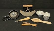 Assorted of 7 Vintage Primitive Kitchen Tools and Molds