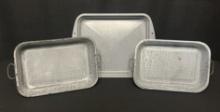 3 Vintage Graniteware Enamelware Baking Pans