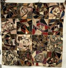 1915 Antique Handmade Crazy Quilt