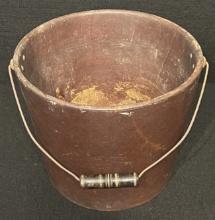Antique United Indurated Fibre Co., Lockport, NY Fire Water Handled Pail Bucket