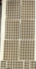 11 IHF Plaid Cotton Squares, 4 Tan Cheesecloth Runners w/Star Patterns and 2 Cream Crocks