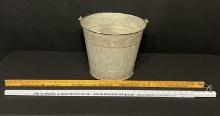 Vintage No. 14 Galvanized Metal Farm Bucket & a Pair of Advertising Yardsticks