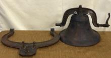 1886 Antique C. S. Bell Co. Cast Iron Bell, Yoke & Ringer