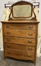 Country High Boy Dresser with Mirror