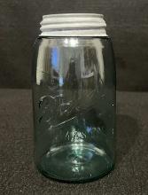 Ball 3-L Logo Turquoise/Aqua Quart Mason Jar with Zinc and Milk Glass Lid