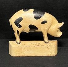 Cast Iron Heart Spotted Pig Door Stop