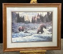 Wildlife Print by Maunuel Mansanarez, Jr. of Grizzley Bears in the Water