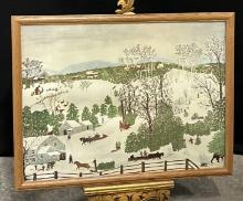 Winter scene "Sugaring Off" by Anna Mary Robinson Moses, Also Known as Folk Artist Grandma Moses