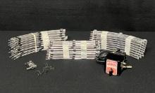 Lionel CTC Lockon, spare parts, 3 Rail 8 Pc Round & 18 Pc Oval Tracks & Allstate Toy Transformer