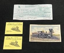 Greenfield Village RR Tickets, Pittsburgh & Lake Erie RR Co Cashed Check & The "General" Postcard