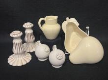 Red Wing Gypsy Trail Ivory Candlestick, Pear Marmite & Cover, Creamer, Salt & Pepper
