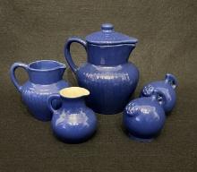 Red Wing Gypsy Trail Royal Blue Syrup Pitcher & Cover, Creamer, Plain Creamer, Salt & Pepper