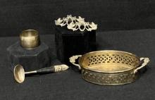 Thailand Brass Spoon, Brass Napkin Ring, Pair of Wedding Napkin Rings & Brass Handled Small Tray