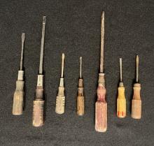 Group of 7 Assorted Antique and Vintage Flathead Screwdrivers