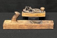 Small Monogrammed Wooden Plane & Large Old Wooden Plane