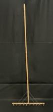 Large Handmade Wooden Antique Hay Rake