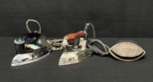 Vintage Dry Iron, General Electric Iron, and Asbestos Sad Iron 72-B