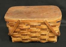 Large Vintage Woven Picnic Basket with Handles