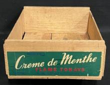 Mendelson-Zeller Co. Flame Tokays Creme de Menthe Wooden Crate