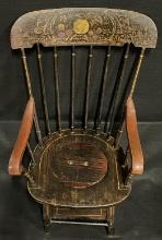 Antique Wooden Stenciled Commode/Potty Arm Chair