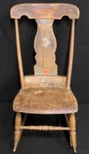 Rustic Wooden Rocker with Ornate Hand Painted Decals