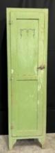 Slim Green Primitive Chimney Cabinet, Hardware, Shelf