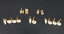 Group of 14 Antique Porcelain or Metal Casters, Wheels, and Furniture Rollers