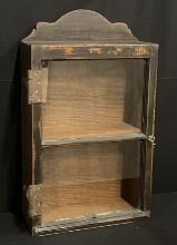 Primitve Wooden and Glass Medicine Cabinet with Glass Knob